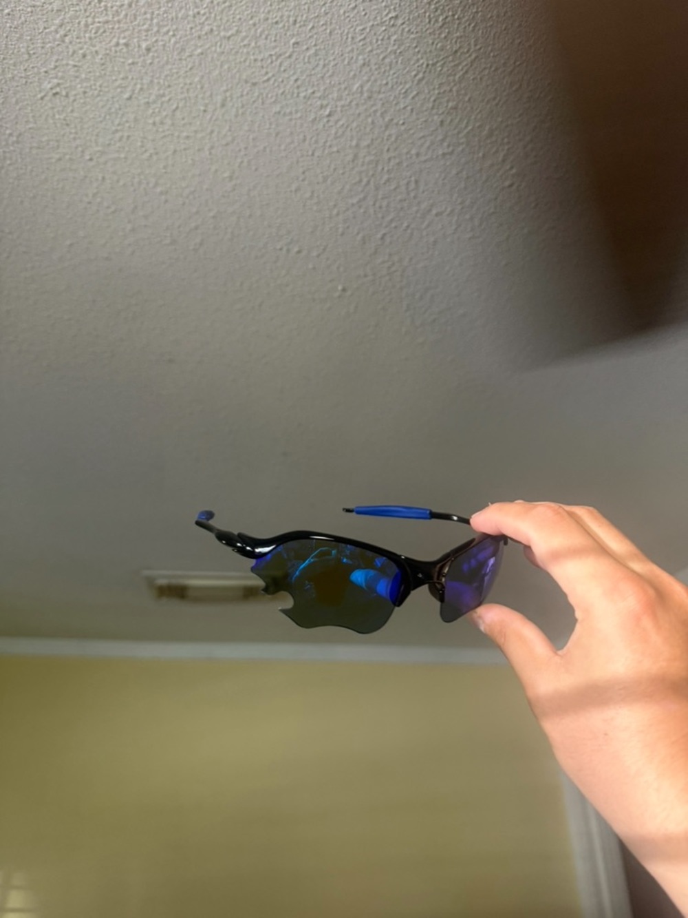 Blue Lens Black Frame Sports Sunglasses Oakleys